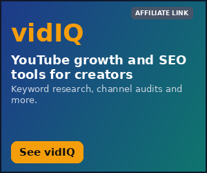 vidIQ: YouTube growth and SEO tools for creators. Affiliate link.