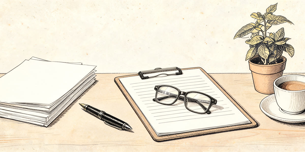 Pencil sketch of a resume page and a portfolio