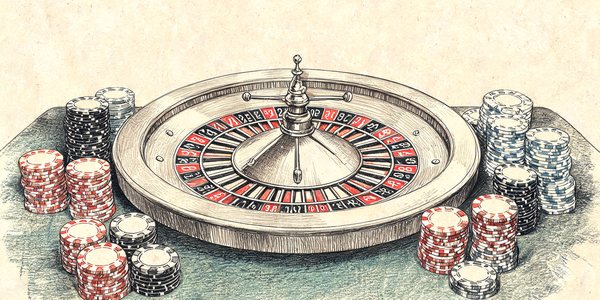 Illustration of a roulette wheel and chips