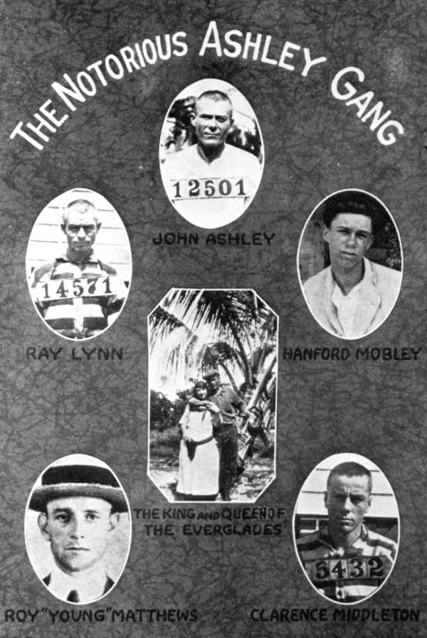 Black-and-white composite portrait of Ashley Gang members, published in 1928