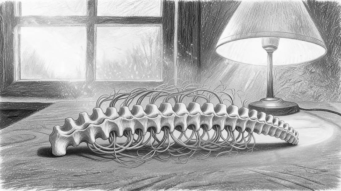 Illustration of the spine compared to a wiring harness