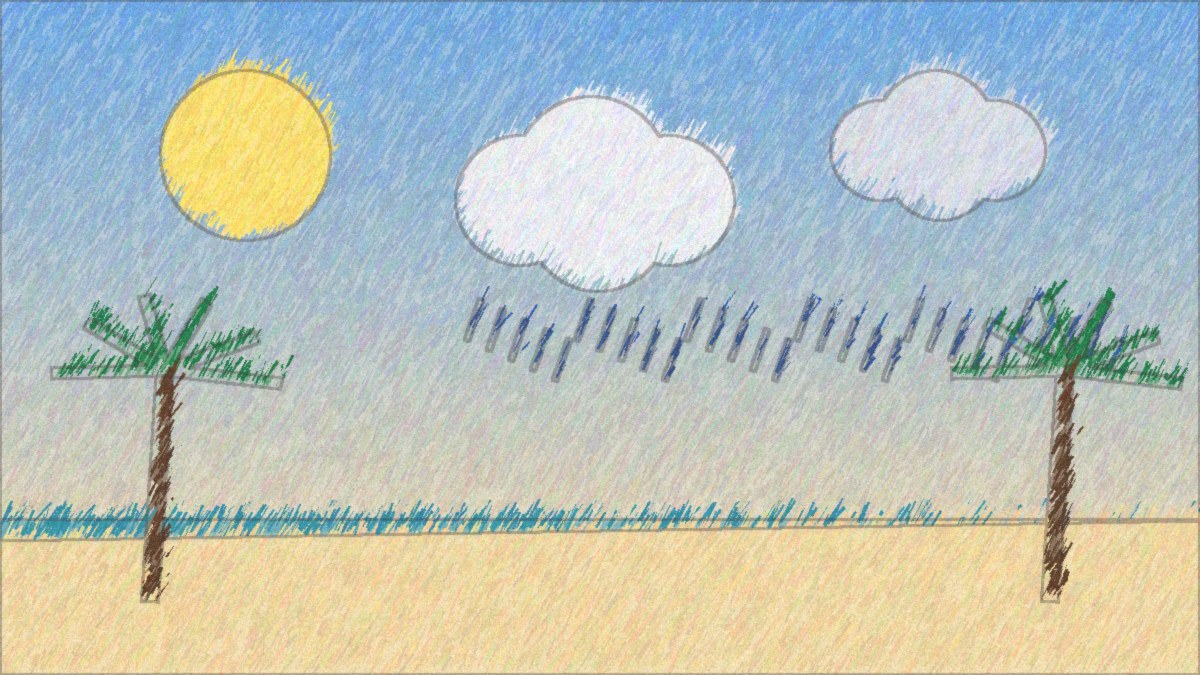 Pencil illustration of a weather scene